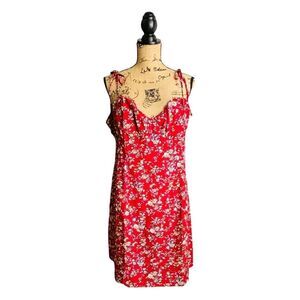 SHEIN Curve Red All Over Floral Print Ruffle Dress NWOT Size 1XL 3 0430